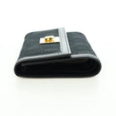 Salvatore Ferragamo Gancini Trifold Wallet Canvas Leather Black Gold am11632V-3