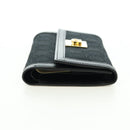 Salvatore Ferragamo Gancini Trifold Wallet Canvas Leather Black Gold am11632V-4