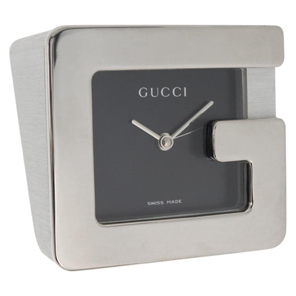 GUCCI Tischuhr Metall Silber Original am11633