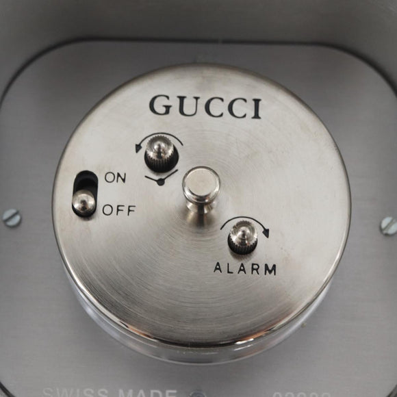 GUCCI Tischuhr Metall Silber Original am11633