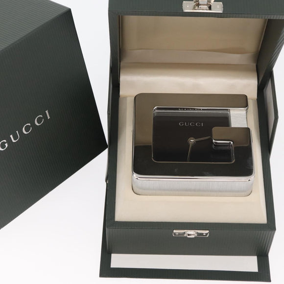 GUCCI Tischuhr Metall Silber Original am11633