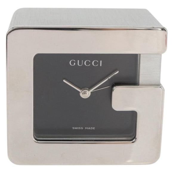 GUCCI Tischuhr Metall Silber Original am11633