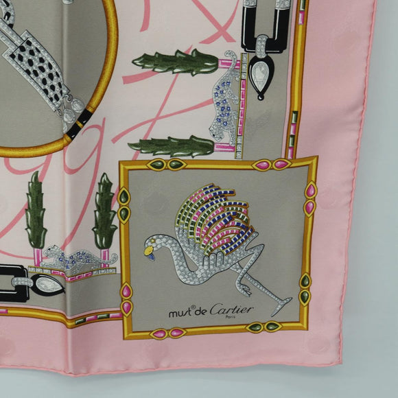 CARTIER Scarf Silk Pink Auth am11636V