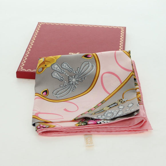 CARTIER Scarf Silk Pink Auth am11636V