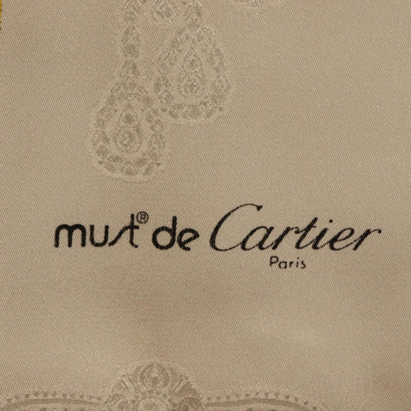 CARTIER Scarf Silk White Auth am11641A