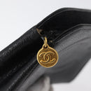 CHANEL Etui Caviarleer Zwart Goud CC Auth am11642-8