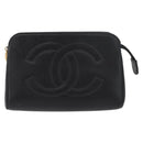 CHANEL Etui Caviarleer Zwart Goud CC Auth am11642-13