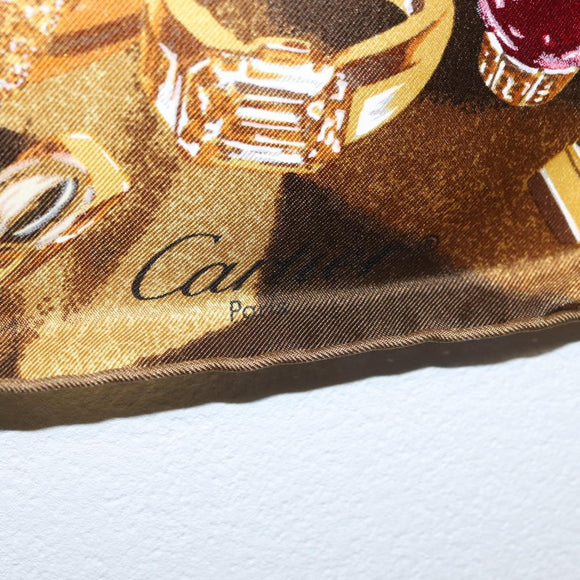 CARTIER Schal Seide Braun Auth am11644A