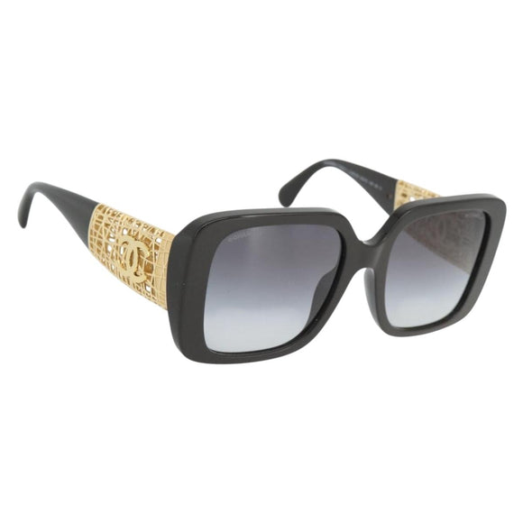 CHANEL Zonnebril kunststof Zwart CC Auth am11652SM