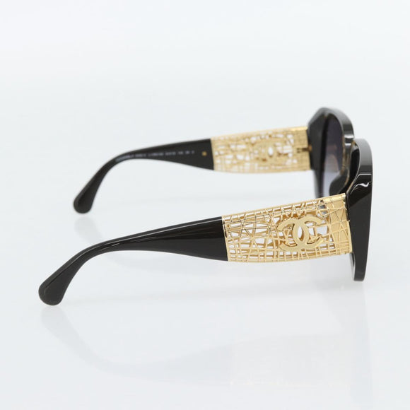 CHANEL Zonnebril kunststof Zwart CC Auth am11652SM