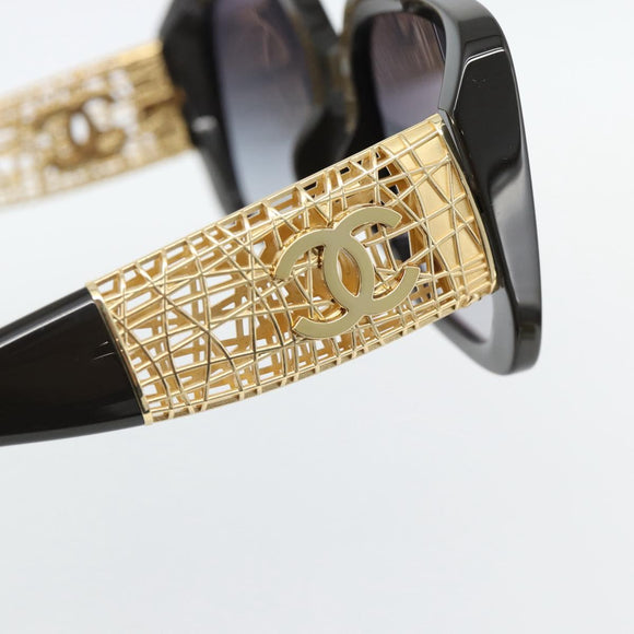 CHANEL Zonnebril kunststof Zwart CC Auth am11652SM