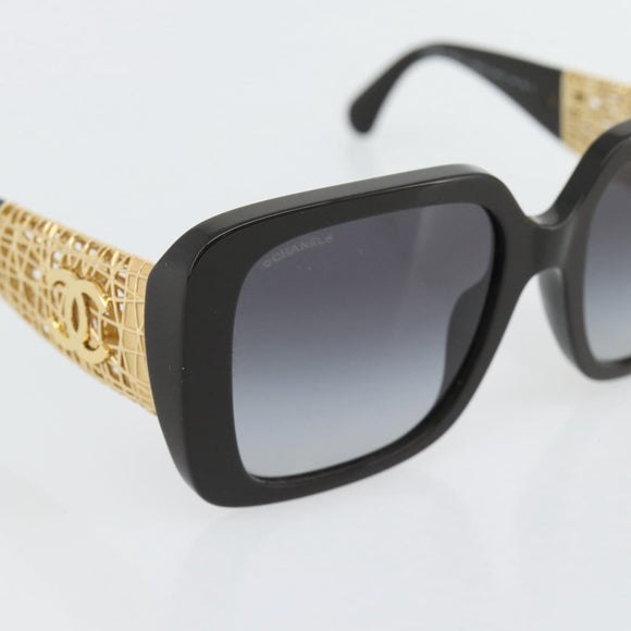 CHANEL Zonnebril kunststof Zwart CC Auth am11652SM