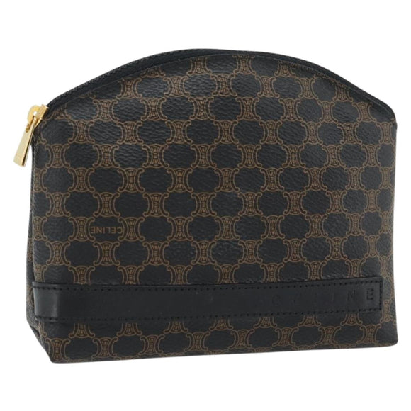 CELINE Macadam Canvas Pouch PVC-Leder Schwarz Gold Original am11653A