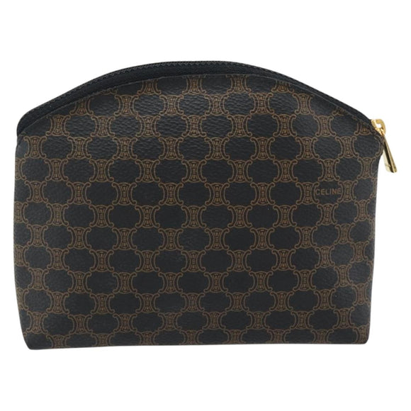 CELINE Macadam Canvas Pouch PVC-Leder Schwarz Gold Original am11653A
