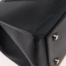 CELINE Edge Handtasche Leder Beige Schwarz Silber Auth am11657A-16