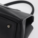 CELINE Edge Handtasche Leder Beige Schwarz Silber Auth am11657A-17