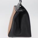 CELINE Edge Handtasche Leder Beige Schwarz Silber Auth am11657A-3