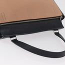 CELINE Edge Handtasche Leder Beige Schwarz Silber Auth am11657A-6