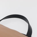 CELINE Edge Handtasche Leder Beige Schwarz Silber Auth am11657A-14