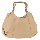 Salvatore Ferragamo Chain Vala Hand Bag Leather Beige Gold Auth am11658A-1