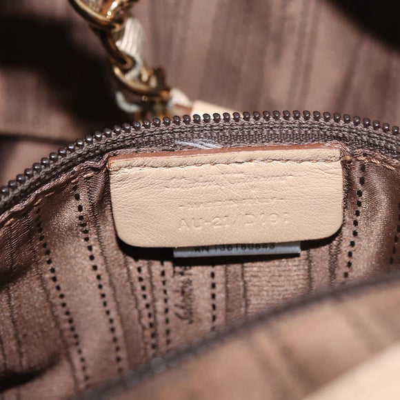Salvatore Ferragamo Chain Vala Hand Bag Leather Beige Gold Auth am11658A