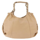 Salvatore Ferragamo Chain Vala Hand Bag Leather Beige Gold Auth am11658A-2