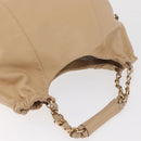 Salvatore Ferragamo Chain Vala Hand Bag Leather Beige Gold Auth am11658A-6