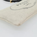 PRADA Canapa Pouch Canvas White Gold 1NH018 Auth am11659A-14