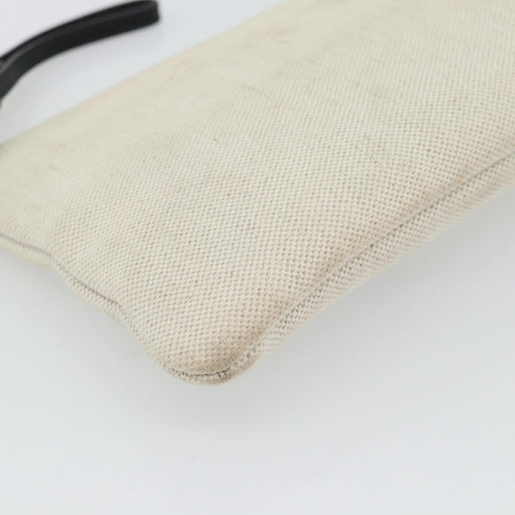 PRADA Canapa Pouch Canvas White Gold 1NH018 Auth am11659A