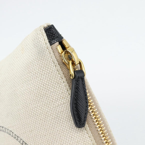PRADA Canapa Pouch Canvas White Gold 1NH018 Auth am11659A