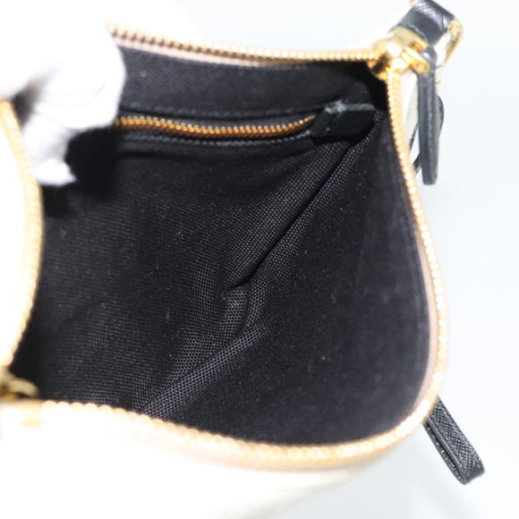 PRADA Canapa Pouch Canvas White Gold 1NH018 Auth am11659A