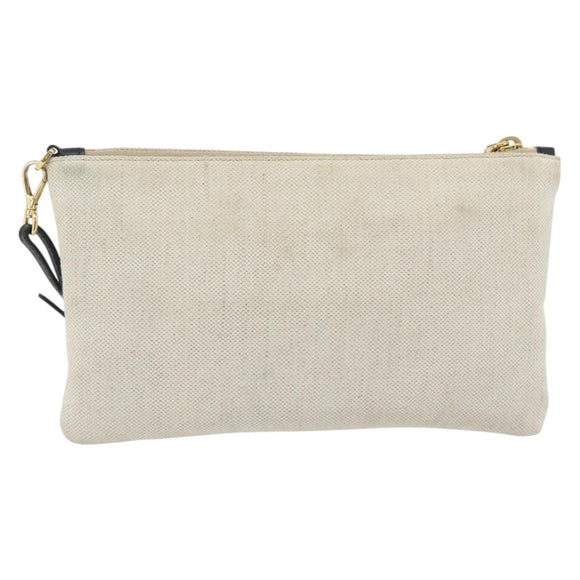 PRADA Canapa Pouch Canvas White Gold 1NH018 Auth am11659A