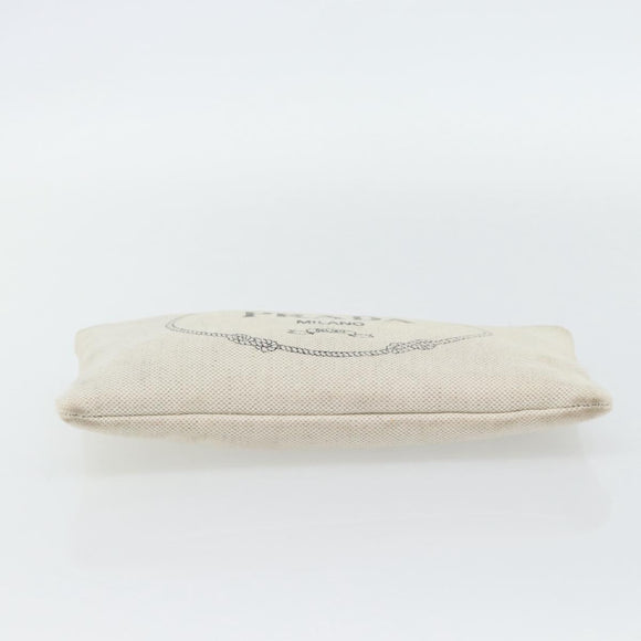 PRADA Canapa Pouch Canvas White Gold 1NH018 Auth am11659A