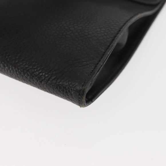 CHANEL Glasses Case Caviar Skin Black Gold CC Auth am11661
