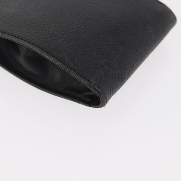 CHANEL Glasses Case Caviar Skin Black Gold CC Auth am11661