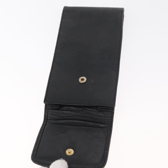CHANEL Glasses Case Caviar Skin Black Gold CC Auth am11661