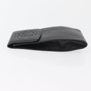 CHANEL Glasses Case Caviar Skin Black Gold CC Auth am11661-5