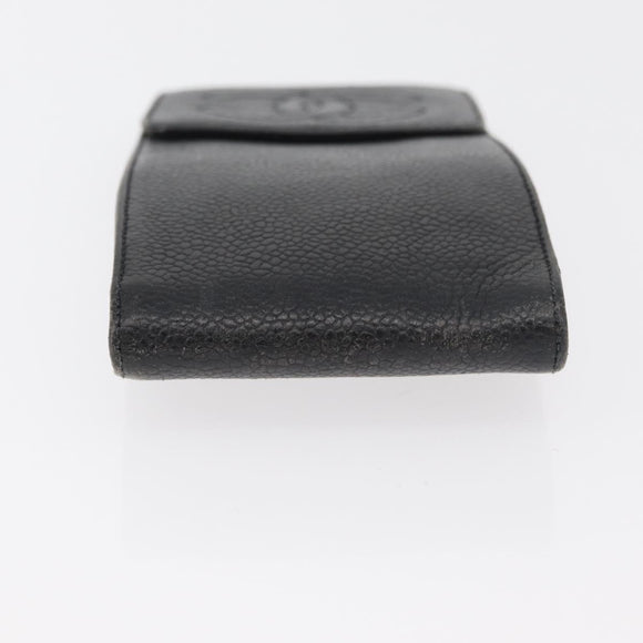 CHANEL Glasses Case Caviar Skin Black Gold CC Auth am11661