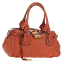 Chloe Paddington Hand Bag Leather Orange Gold Silver Auth am11662V-1