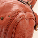 Chloe Paddington Hand Bag Leather Orange Gold Silver Auth am11662V-15