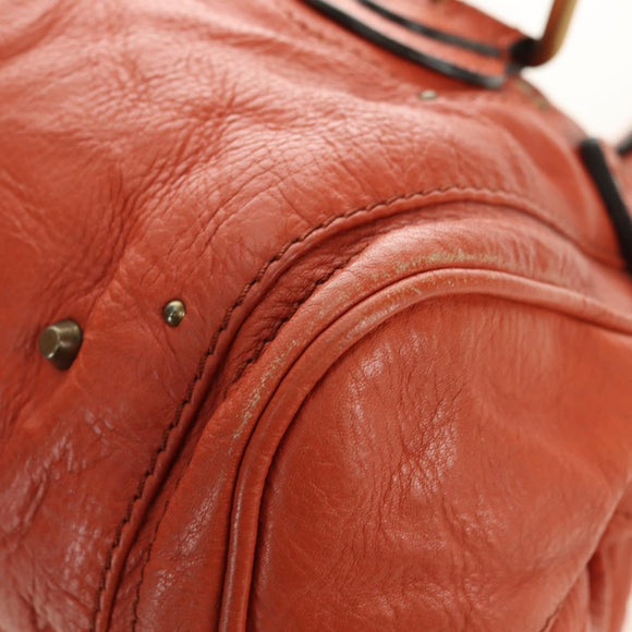 Chloe Paddington Hand Bag Leather Orange Gold Silver Auth am11662V