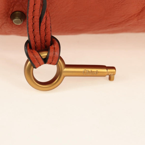 Chloe Paddington Hand Bag Leather Orange Gold Silver Auth am11662V