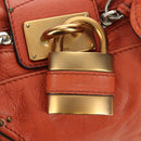 Chloe Paddington Hand Bag Leather Orange Gold Silver Auth am11662V-18
