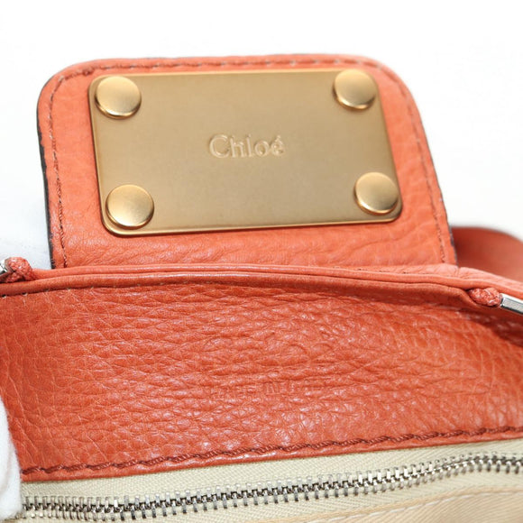 Chloe Paddington Hand Bag Leather Orange Gold Silver Auth am11662V