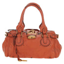 Chloe Paddington Hand Bag Leather Orange Gold Silver Auth am11662V-13