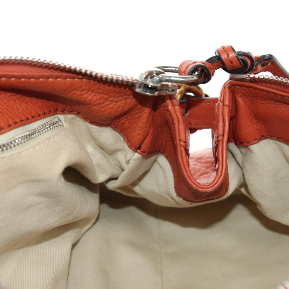 Chloe Paddington Hand Bag Leather Orange Gold Silver Auth am11662V