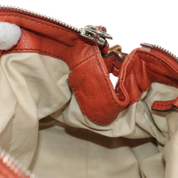 Chloe Paddington Hand Bag Leather Orange Gold Silver Auth am11662V