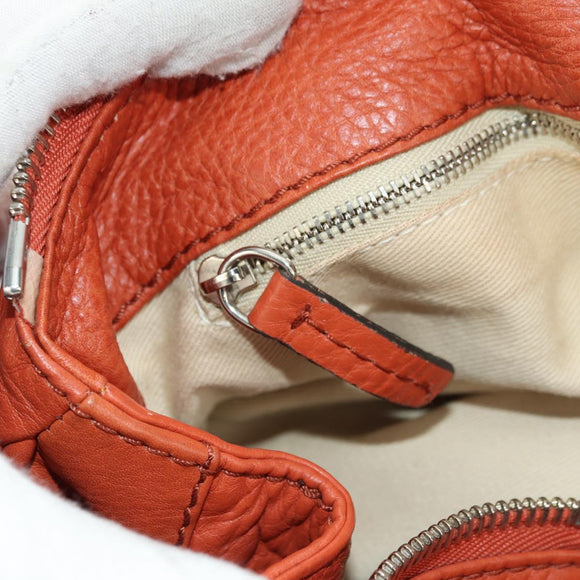 Chloe Paddington Hand Bag Leather Orange Gold Silver Auth am11662V