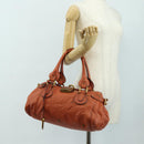 Chloe Paddington Hand Bag Leather Orange Gold Silver Auth am11662V-26