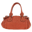 Chloe Paddington Hand Bag Leather Orange Gold Silver Auth am11662V-2